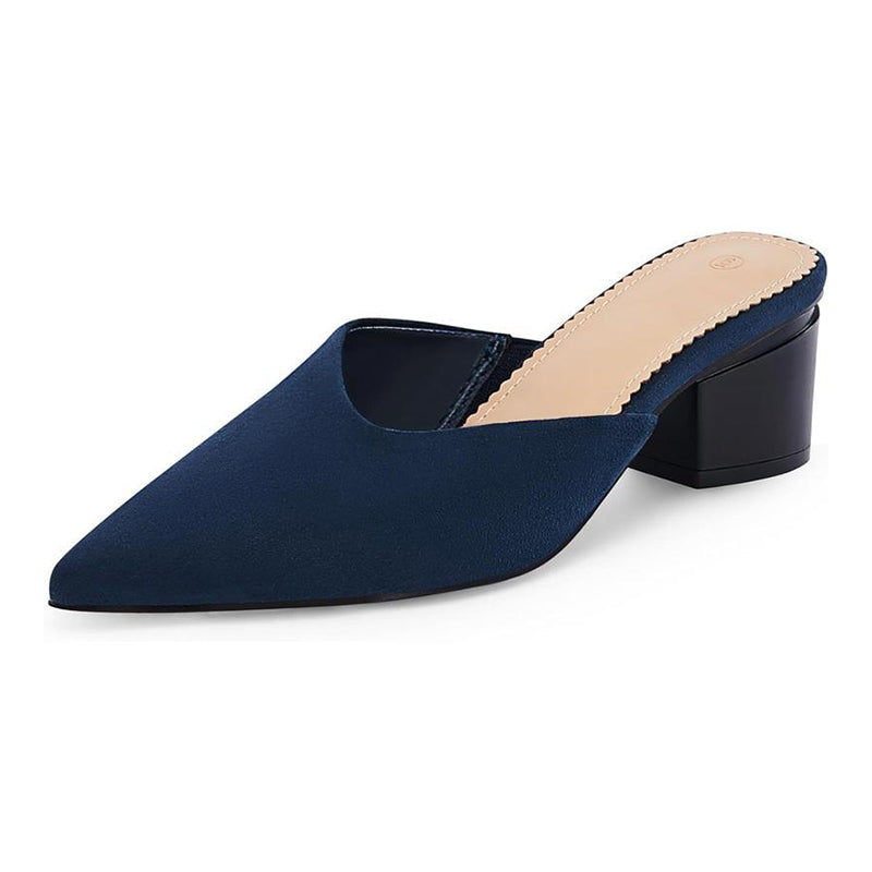 Women's Pointed Toe Chunky Heel Slides