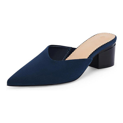 Women's Pointed Toe Chunky Heel Slides
