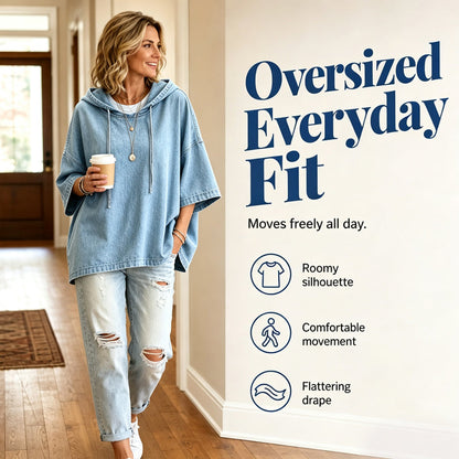 Women's Casual Loose Denim Hoodie