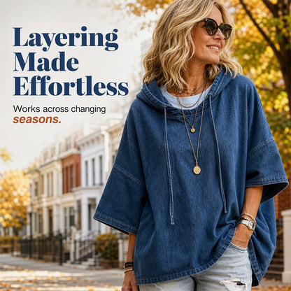 Women's Casual Loose Denim Hoodie