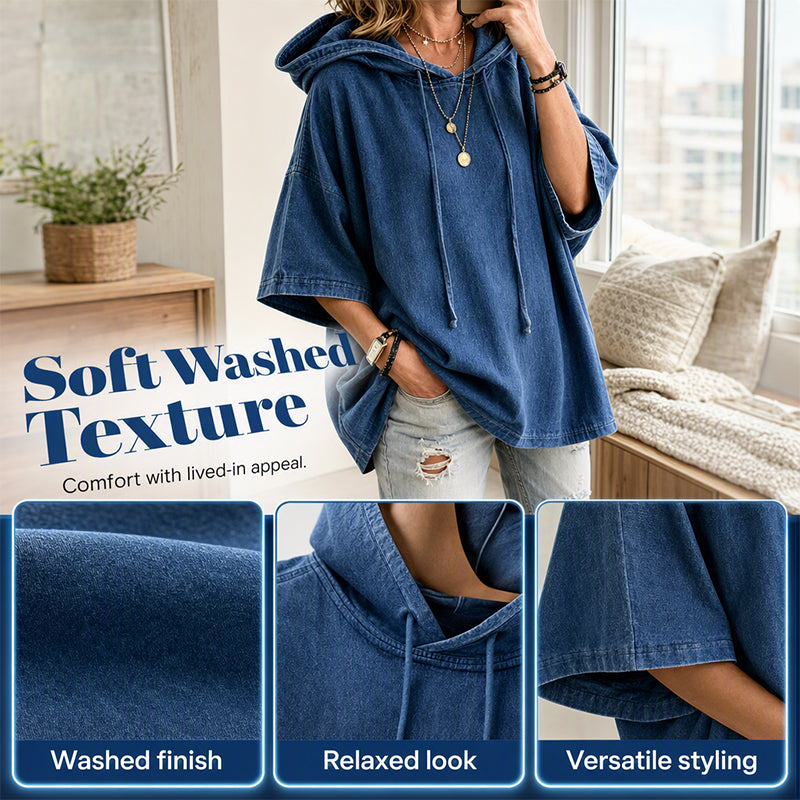 Women's Casual Loose Denim Hoodie