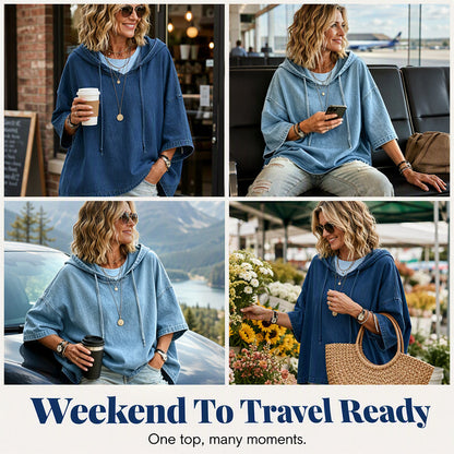 Women's Casual Loose Denim Hoodie