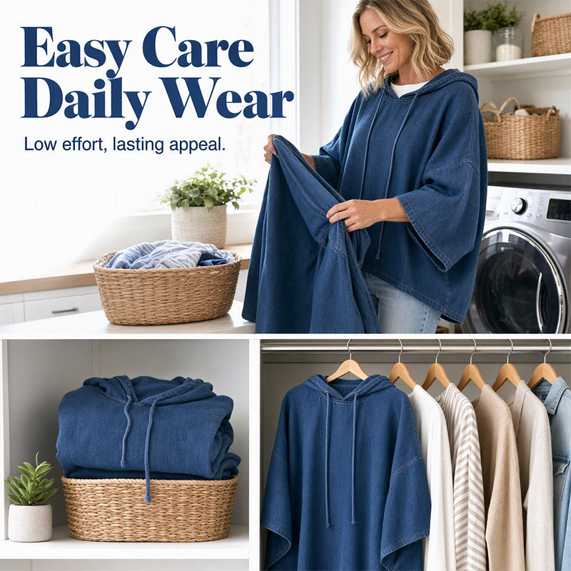 Women's Casual Loose Denim Hoodie