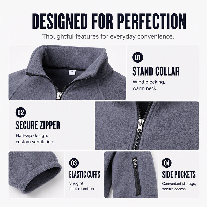 Men's Half Zip Polar Fleece Pullover
