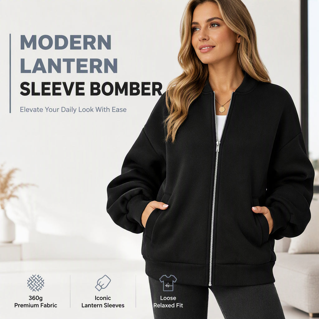 Women's Oversized Zip-Up Sweatshirt Jacket