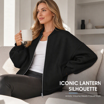 Women's Oversized Zip-Up Sweatshirt Jacket