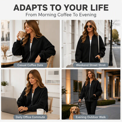 Women's Oversized Zip-Up Sweatshirt Jacket