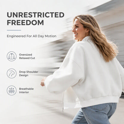 Women's Oversized Zip-Up Sweatshirt Jacket