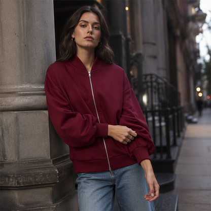 Women's Oversized Zip-Up Sweatshirt Jacket
