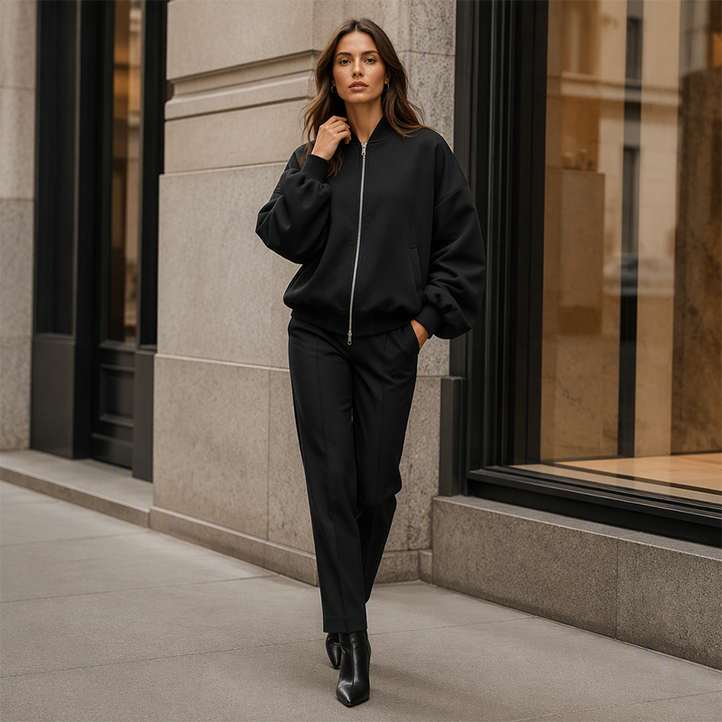 Women's Oversized Zip-Up Sweatshirt Jacket