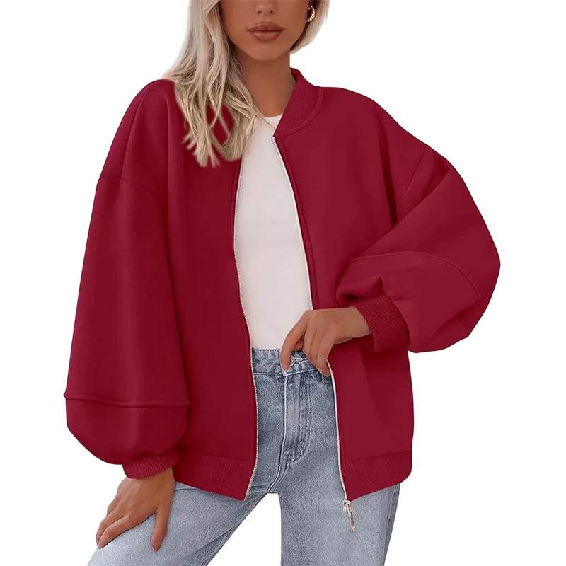 Women's Oversized Zip-Up Sweatshirt Jacket