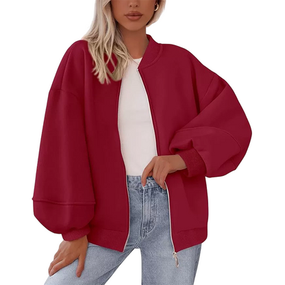 Women's Oversized Zip-Up Sweatshirt Jacket
