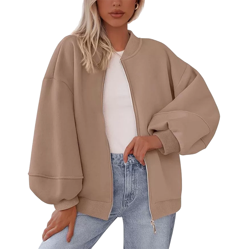 Women's Oversized Zip-Up Sweatshirt Jacket