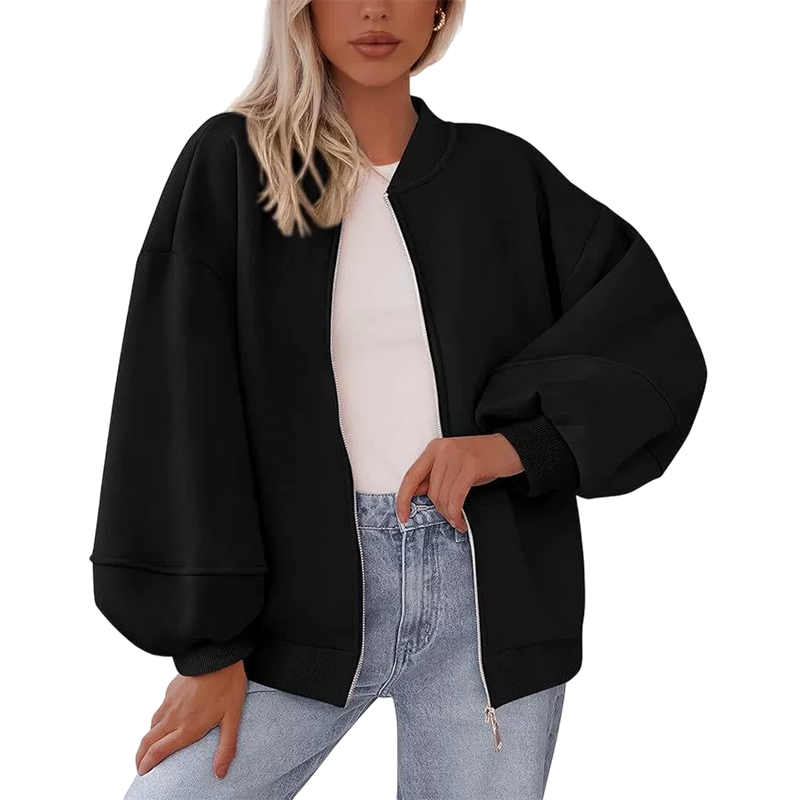 Women's Oversized Zip-Up Sweatshirt Jacket