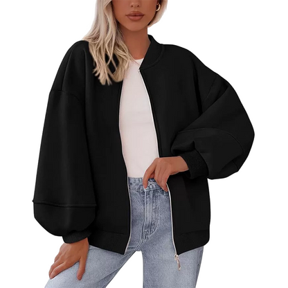 Women's Oversized Zip-Up Sweatshirt Jacket