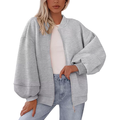 Women's Oversized Zip-Up Sweatshirt Jacket