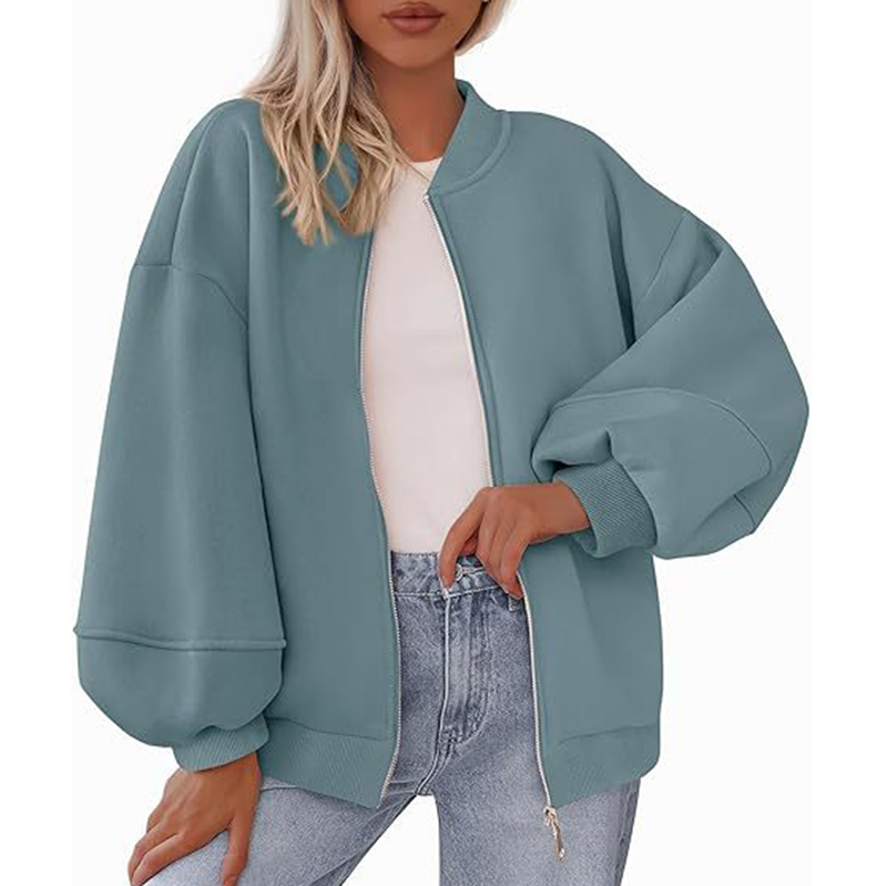 Women's Oversized Zip-Up Sweatshirt Jacket