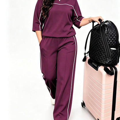 Women's Casual Short Sleeve Top & Pants Set