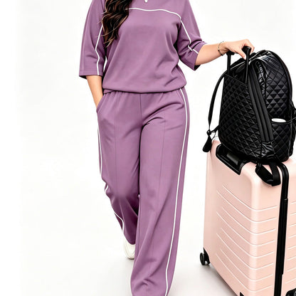 Women's Casual Short Sleeve Top & Pants Set