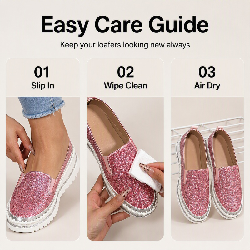Women's Glitter Platform Slip-On Shoes