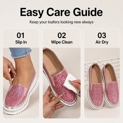Women's Glitter Platform Slip-On Shoes