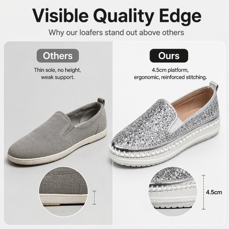 Women's Glitter Platform Slip-On Shoes