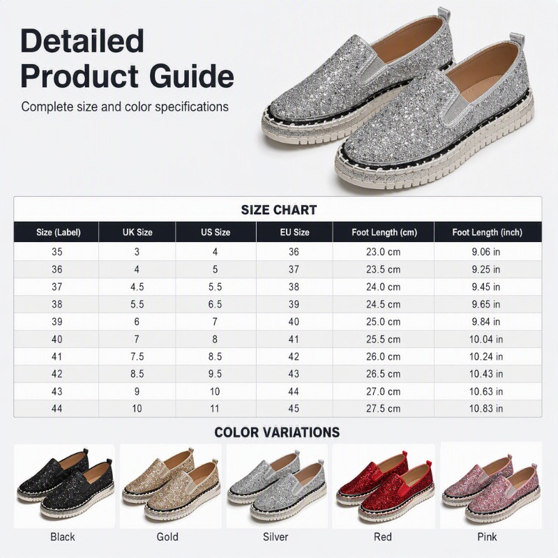 Women's Glitter Platform Slip-On Shoes