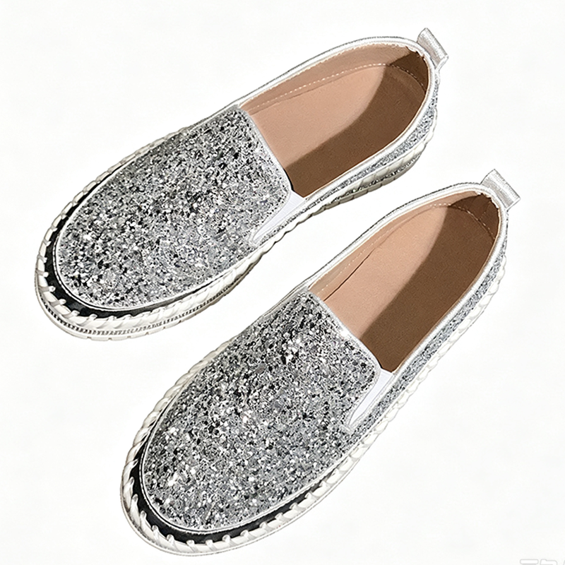 Women's Glitter Platform Slip-On Shoes