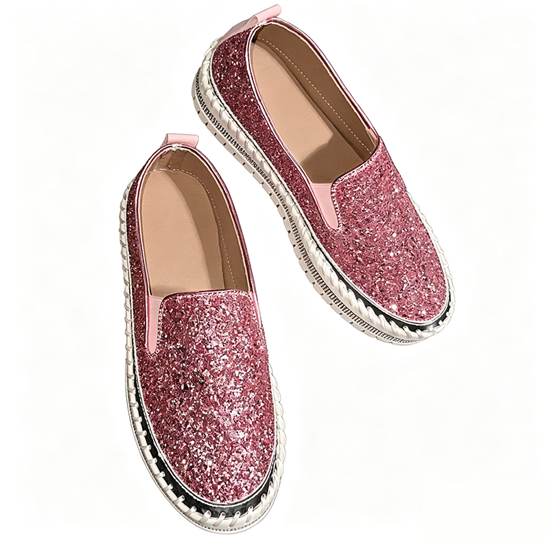 Women's Glitter Platform Slip-On Shoes