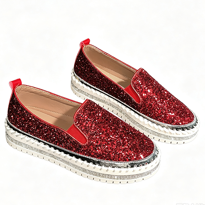 Women's Glitter Platform Slip-On Shoes