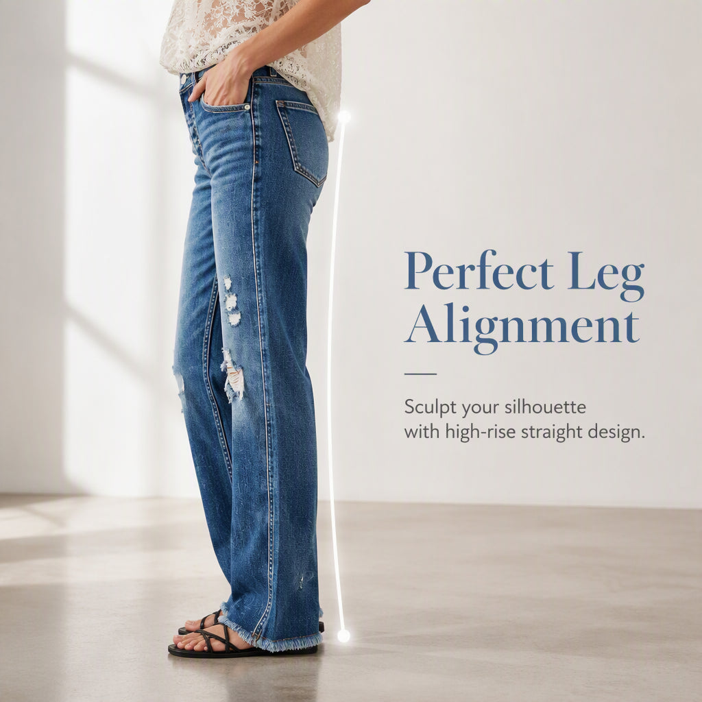 Women's Distressed Straight Leg Jeans