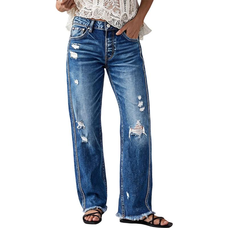 Women's Distressed Straight Leg Jeans