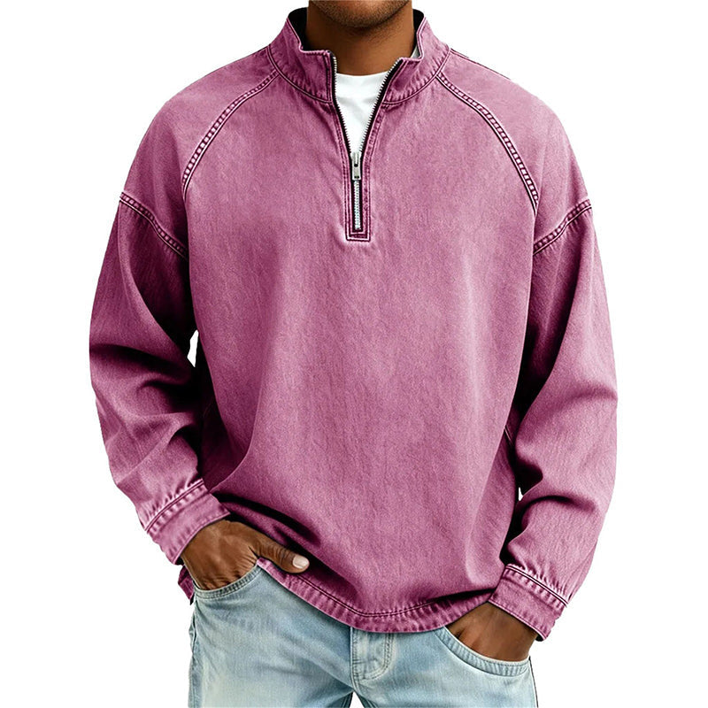 Men's Quarter-Zip Denim Pullover