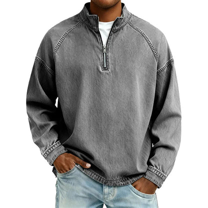 Men's Quarter-Zip Denim Pullover