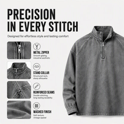 Men's Quarter-Zip Denim Pullover