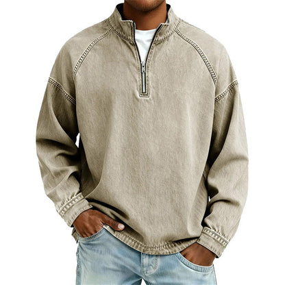 Men's Quarter-Zip Denim Pullover