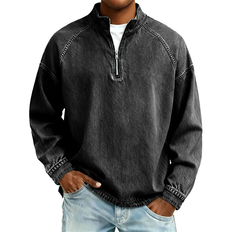 Men's Quarter-Zip Denim Pullover