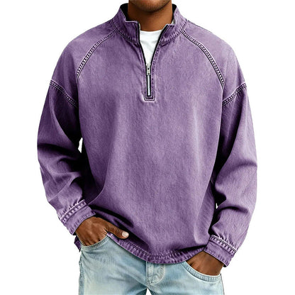Men's Quarter-Zip Denim Pullover