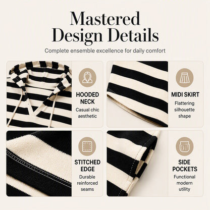 Women's Casual Striped Hoodie Dress