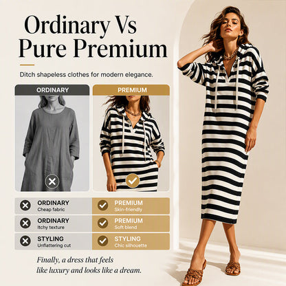 Women's Casual Striped Hoodie Dress