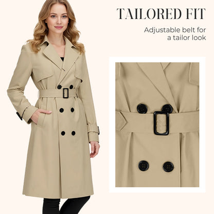 Women's Casual Double-Breasted Trench Coat
