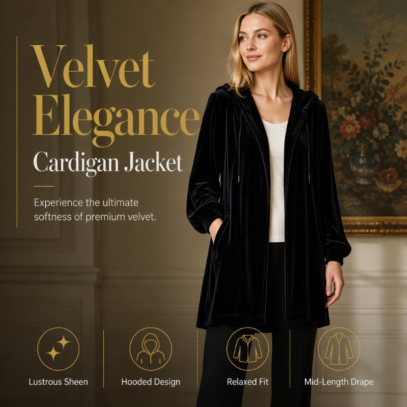 Women's Casual Velvet Hooded Cardigan