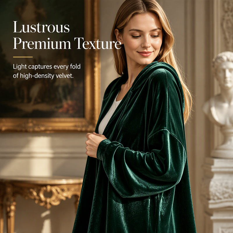 Women's Casual Velvet Hooded Cardigan