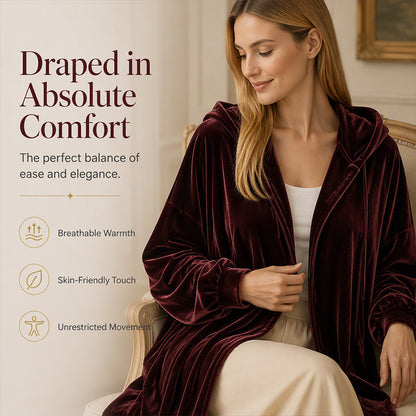 Women's Casual Velvet Hooded Cardigan