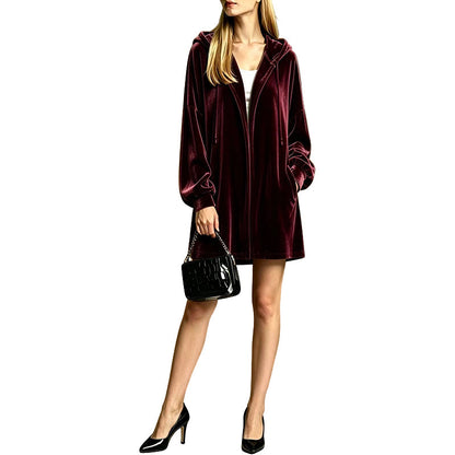 Women's Casual Velvet Hooded Cardigan