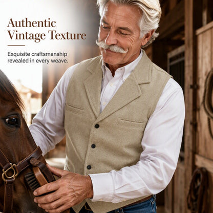 Men's Vintage Lapel Herringbone Tweed Vest