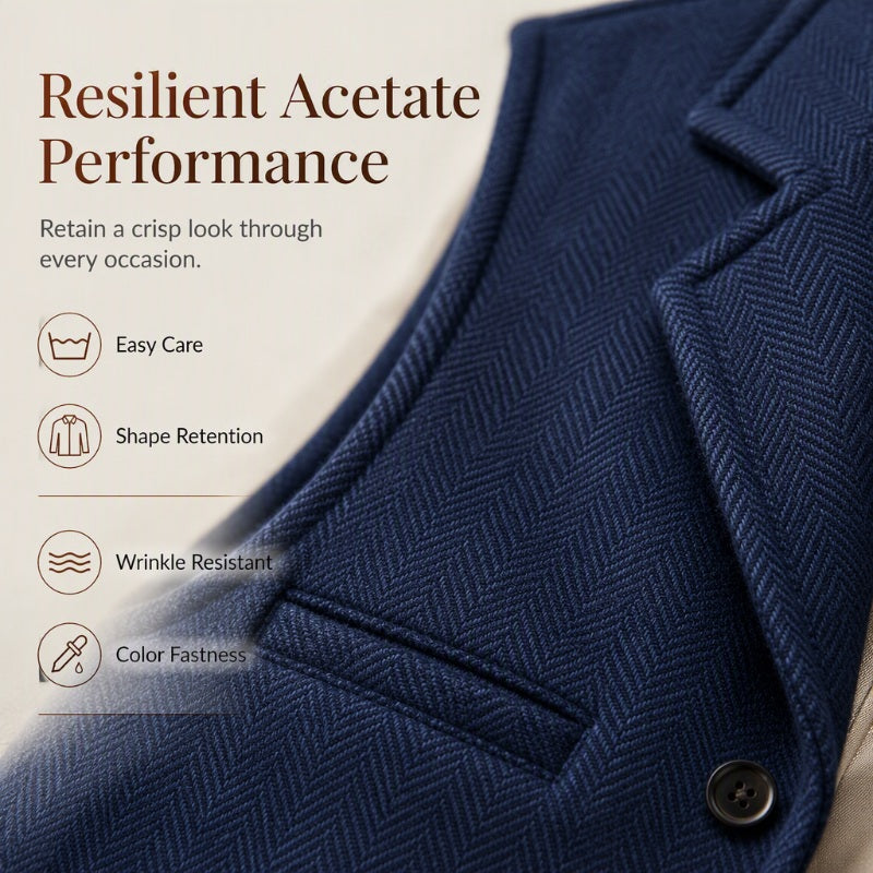 Men's Vintage Lapel Herringbone Tweed Vest