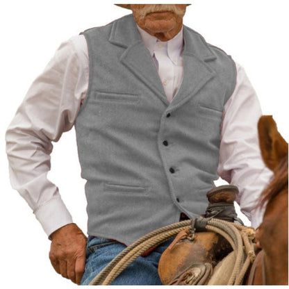 Men's Vintage Lapel Herringbone Tweed Vest