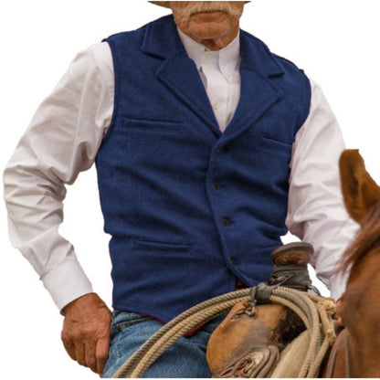 Men's Vintage Lapel Herringbone Tweed Vest