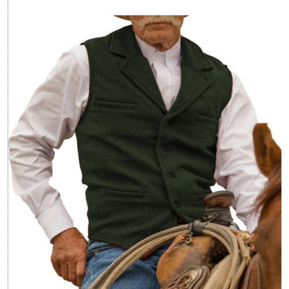 Men's Vintage Lapel Herringbone Tweed Vest
